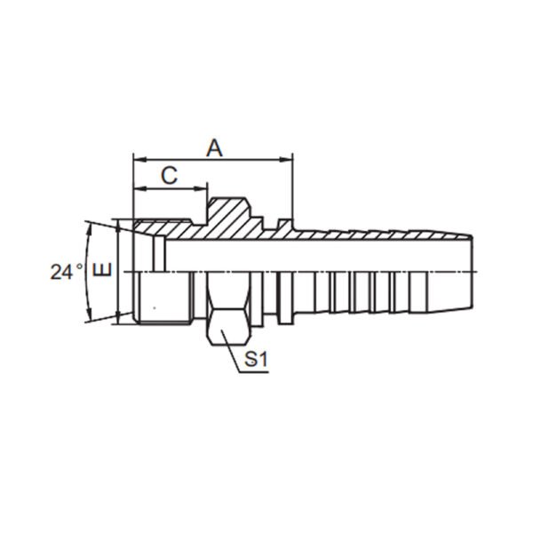 METRIC MALE 24° CONE SEAT  L.T.  DIN3853