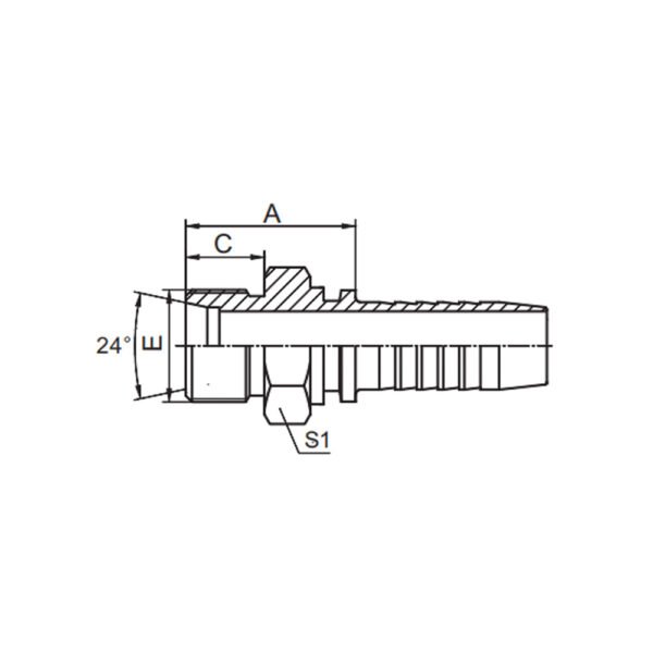 METRIC MALE 24° CONE SEAT  H.T.  DIN3853