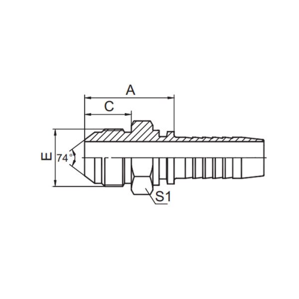 GB METRIC MALE 74° CONE