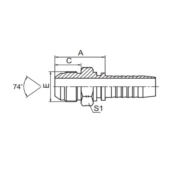 JIC MALE 74° CONE ISO 8434-2 SAE J514