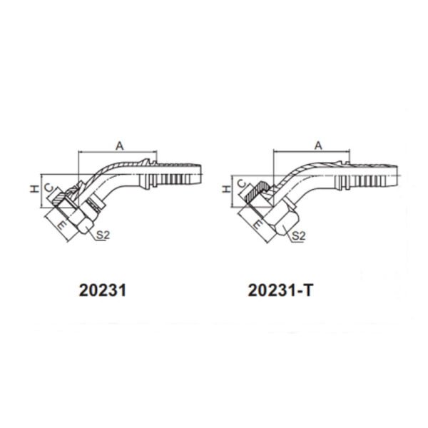 30° METRIC FEMALE FLAT SEAT  REF. GB/T9065.3