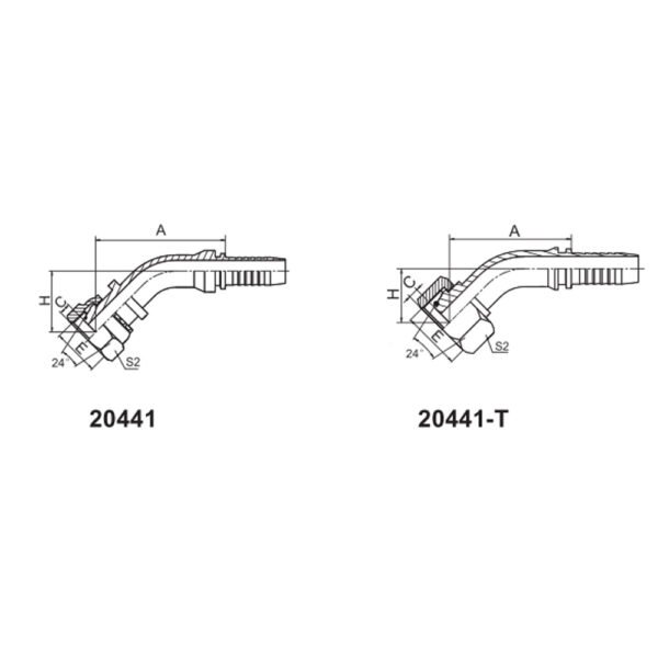 45° METRIC FEMALE 24° CONE O-RING L.T. ISO 12151-2-DIN 3865