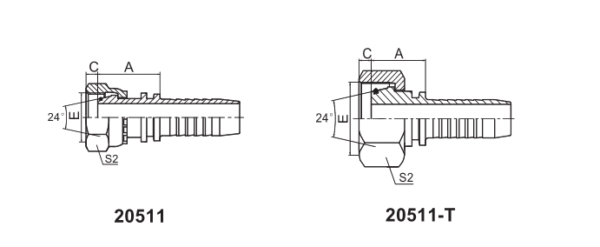 METRIC FEMALE 24° CONE O-RING H.T. ISO 12151-2-DIN 3865