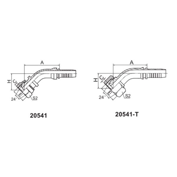 45° METRIC FEMALE 24° CONE O-RING H.T. ISO 12151-2-DIN 3865