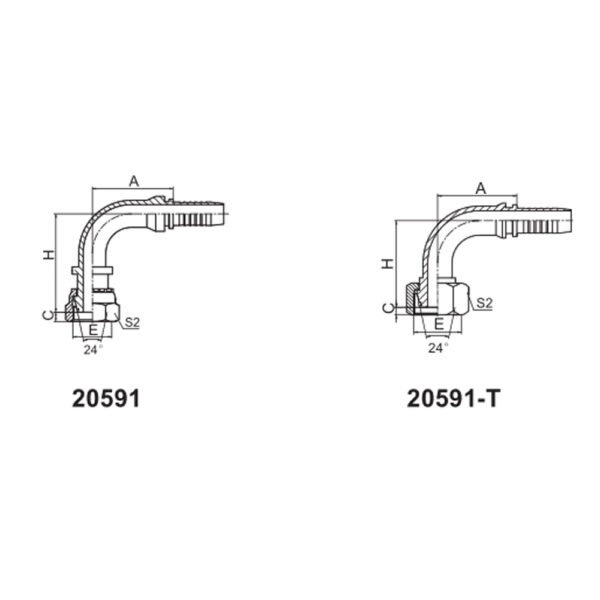 90° METRIC FEMALE 24° CONE O-RING H.T. ISO 12151-2-DIN 3865