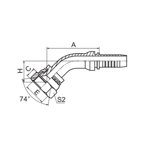 45° GB METRIC FEMALE 74° CONW SEAT   REF. GB/T 9065.1