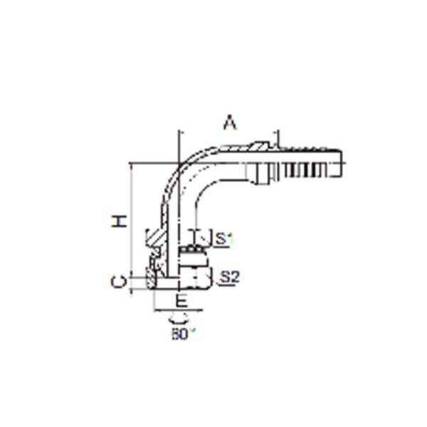 90° BSP FEMALE 60° CONE DOUBLE HEXAGON