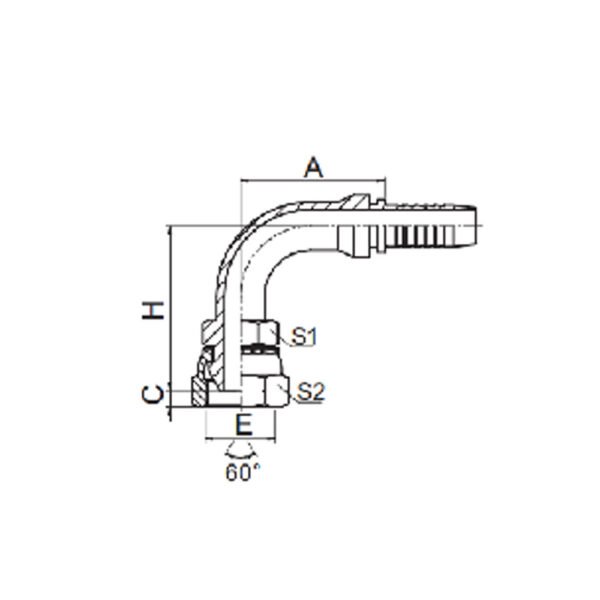 90°BSP FEMALE 60° CONE DOUBLE HEXAGON