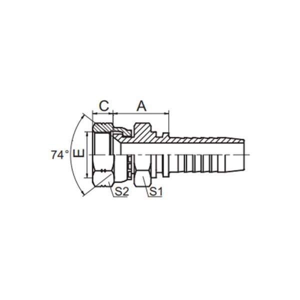 JIC FEMALE 74° CONE SEAT DOUBLE HEXAGON SAE J514