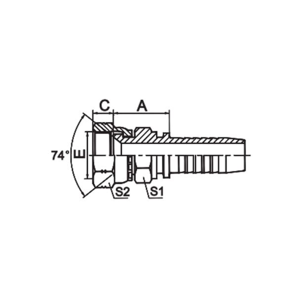 JIC FEMALE 74° CONE SEAT DOUBLE HEXAGON SEA J514