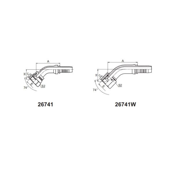 45° JIC FEMALE 74° CONE SEAT  SAE J514