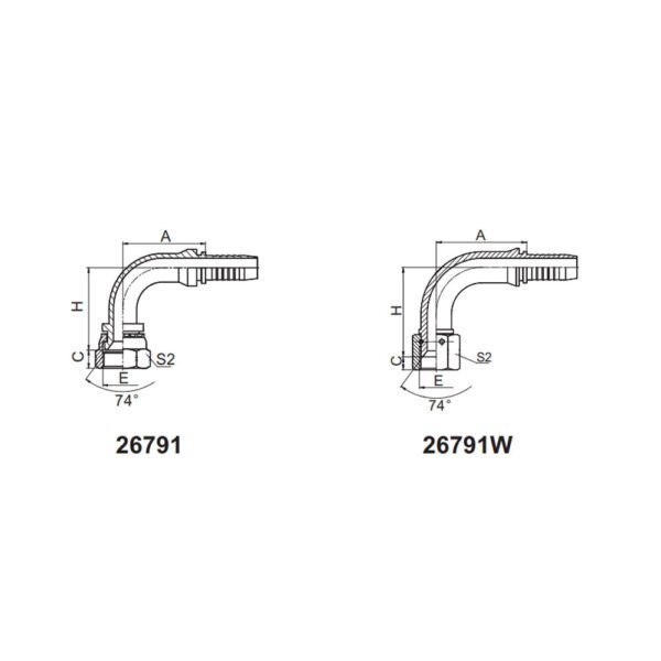 90° JIC FEMALE 74° CONE SEAT  SAE J514