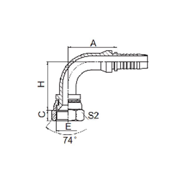 90° JIC FEMALE 74° CONE SEAT