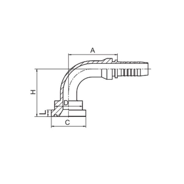 90° SAE FLANGE 3000PSI ISO 12151-3-SAE J516