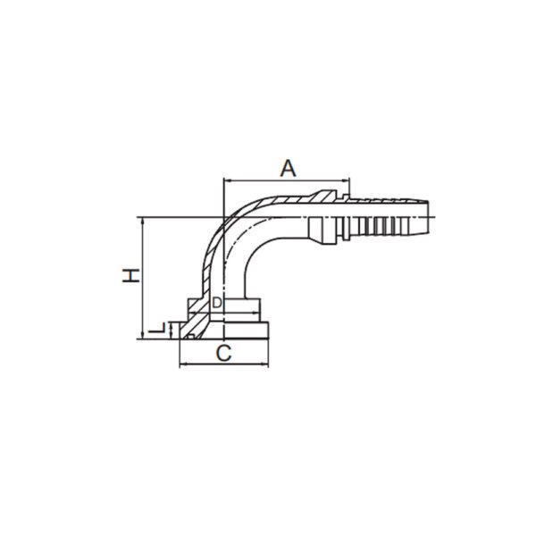 90° SAE FLANGE 6000PSI ISO 12151-3-SAE J516