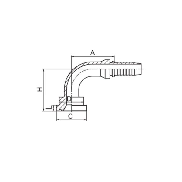 90° SAE FLANGE 6000PSI ISO 12151-3-SAE J516