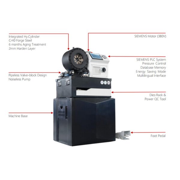 1/8” to 2" 4SP Y120D SIEMENS PLC hydraulic hose crimping machine - Image 2