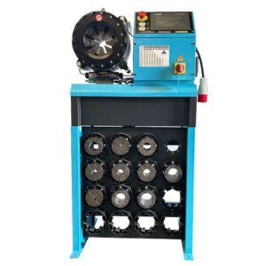 CYT P32NC automatic hydraulic hose crimping machine with Siemens PLC pressing 2-inch 4-wire hose for industrial repair.