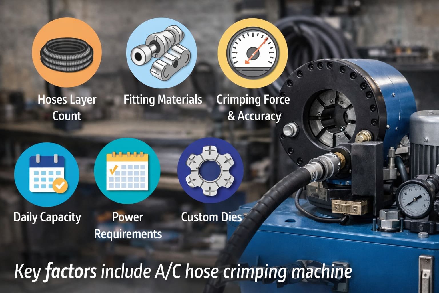 Important considerations for A/C hose crimping machine selection