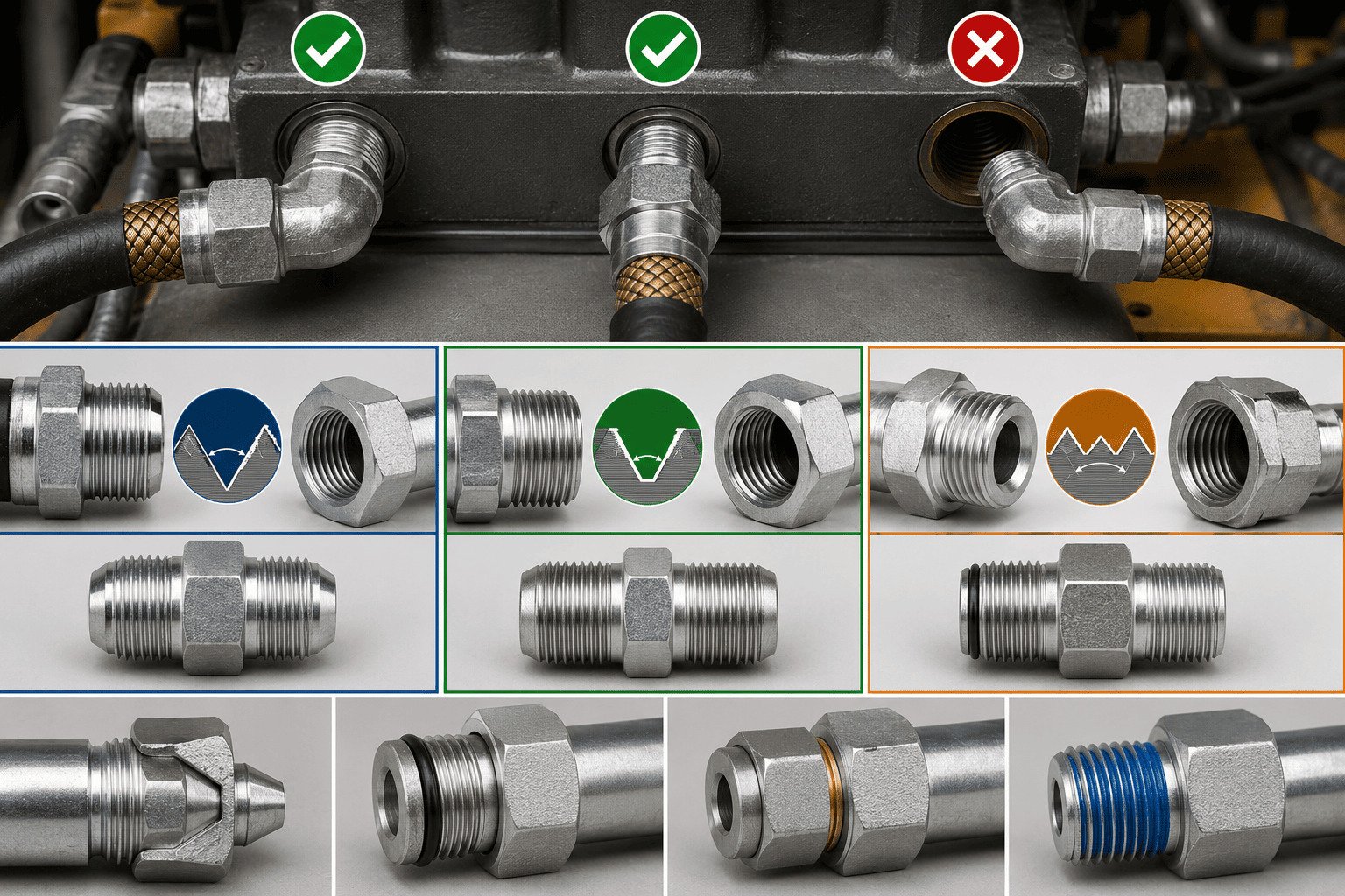 Common hydraulic fitting thread standards