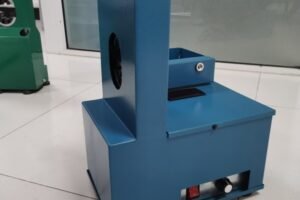 A-C hose crimping machine and finished crimped air conditioning hose assembly