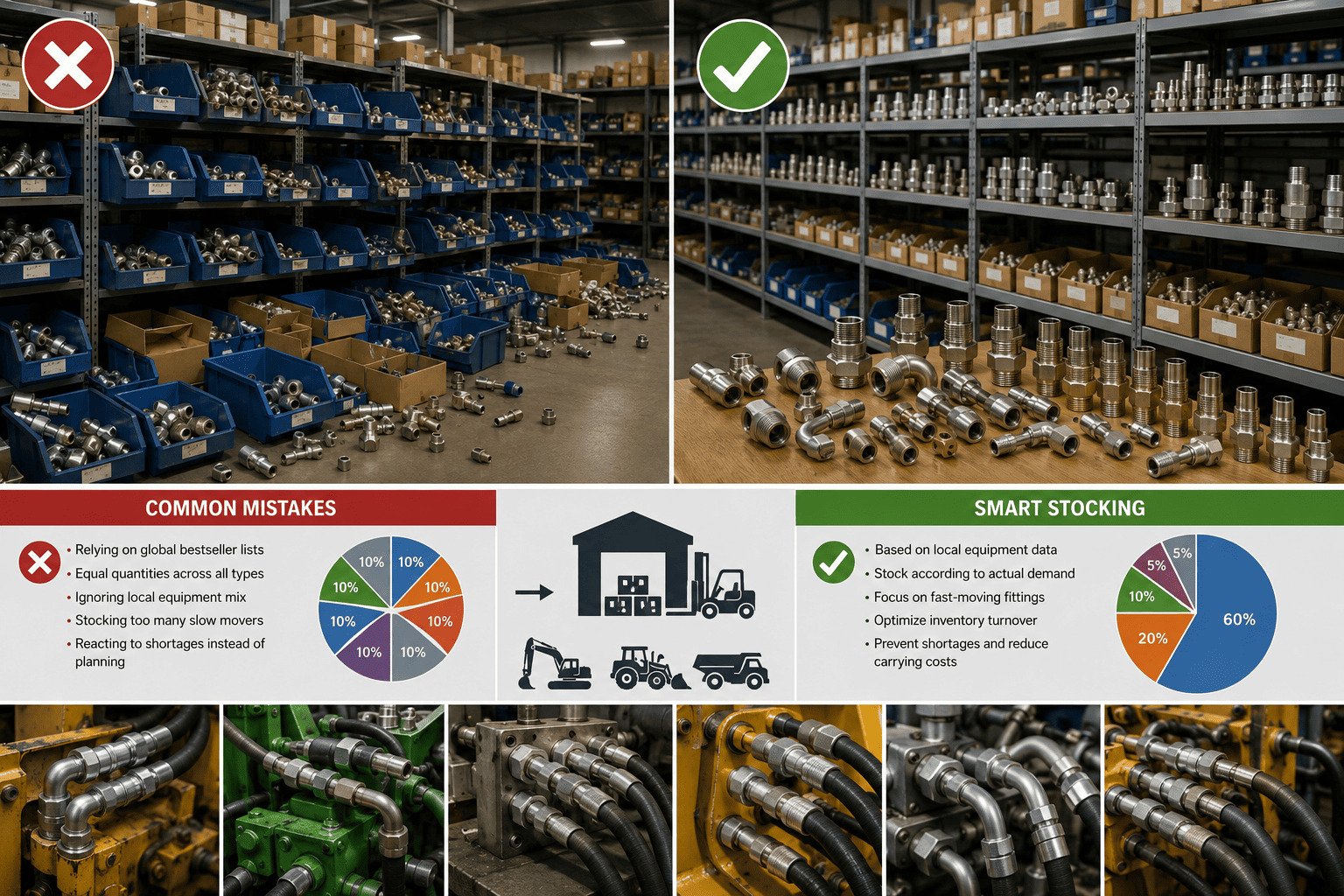 Common stocking errors for hydraulic fittings