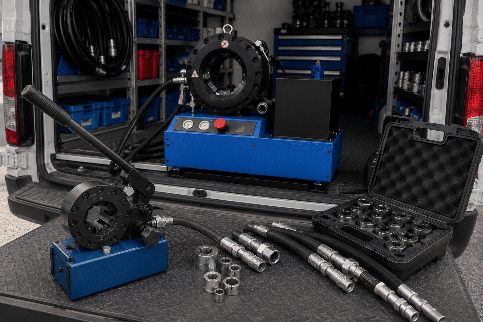 Manual hydraulic crimper operation Manual crimper in field use